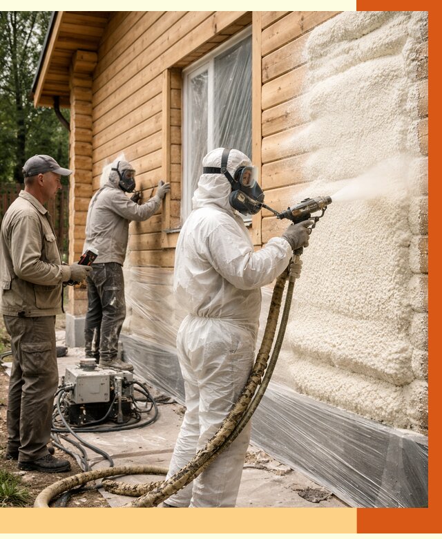 Утепление дома из бруса ППУ в Минеральных Водах от 3988 руб/м2 под ключ | ТепломастерМнр