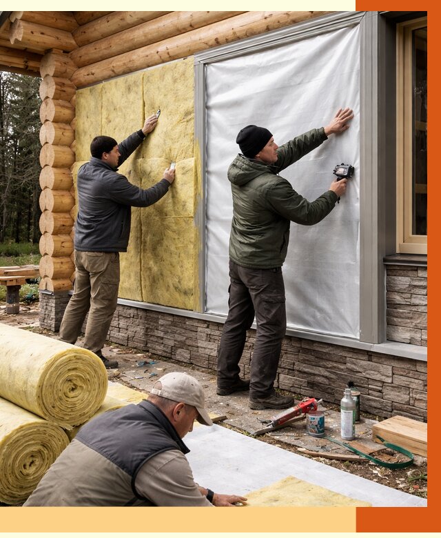 Утепление бревенчатого дома в Минеральных Водах от 7924 руб/м2 — заказать под ключ | ТепломастерМнр