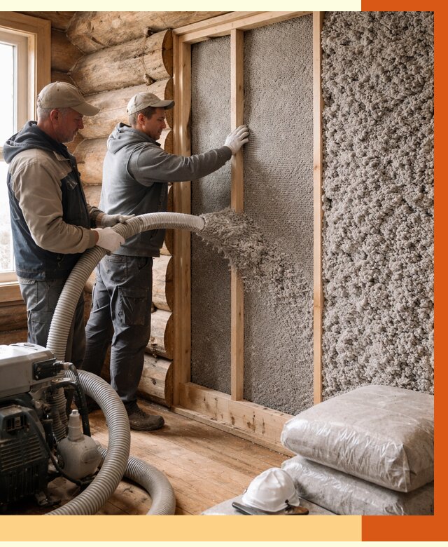 Утепление бревенчатого дома эковатой в Минеральных Водах от 2848 руб. | ТепломастерМнр