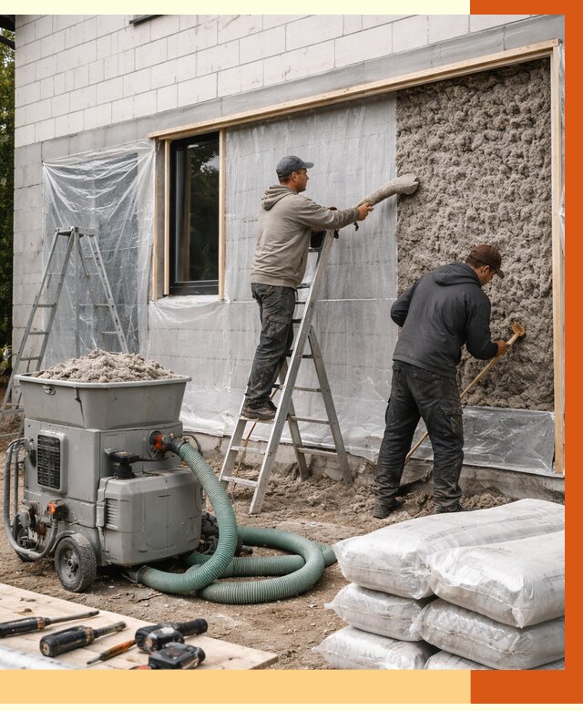 Утепление дома из газобетона эковатой в Минеральных Водах от 4661 руб./м2 | ТепломастерМнр