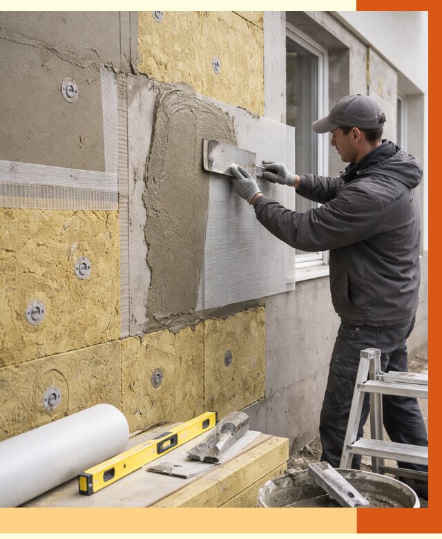 Утепление фасада под штукатурку в Минеральных Водах от 4350 руб/м2 — монтаж пенопластом и минватой | ТепломастерМнр