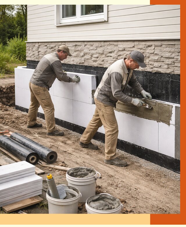 Утепление фундамента снаружи в Минеральных Водах от 4350 руб. за м² | ТепломастерМнр