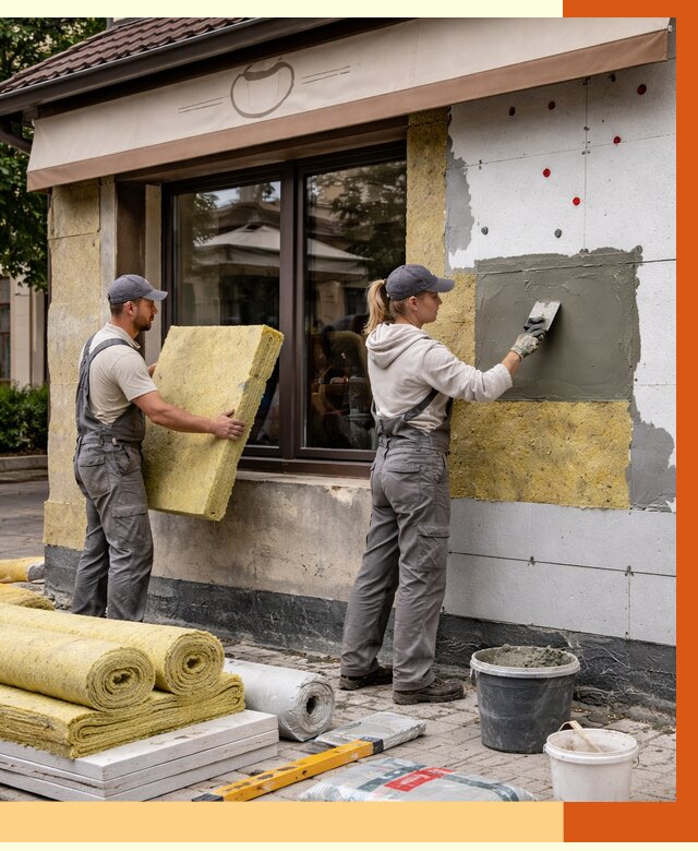 Утепление кафе в Минеральных Водах от 4350 руб/м2 — комплексно под ключ | ТепломастерМнр