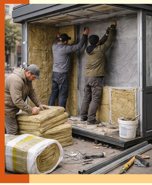 Утепление павильона шаурмы под ключ в Минеральных Водах