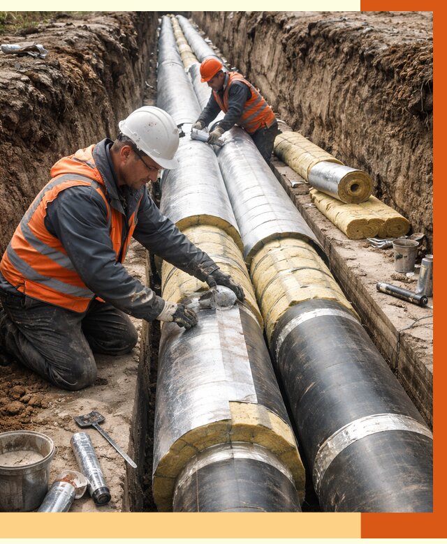 Утепление теплотрассы в Минеральных Водах от 4661 руб./м2 — ппу и комплексная изоляция | ТепломастерМнр