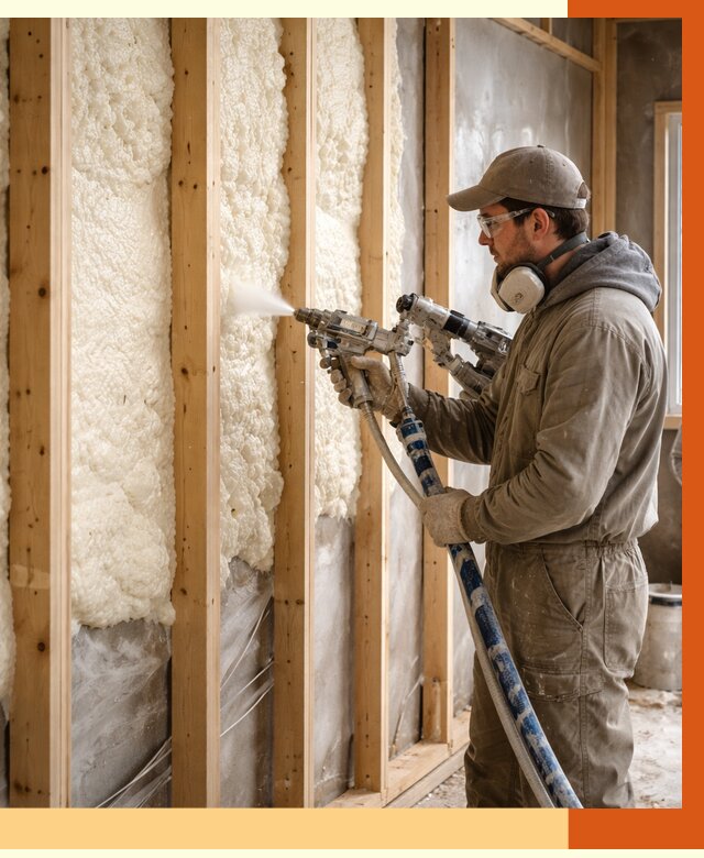 Утепление каркасной стены ППУ в Минеральных Водах от 4402 руб./м2 под ключ | ТепломастерМнр